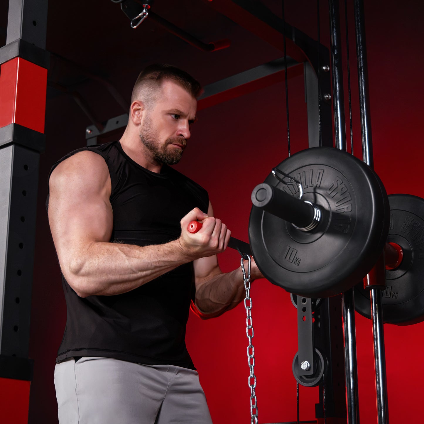 Cage de musculation Power Rack avec poulie intégrée