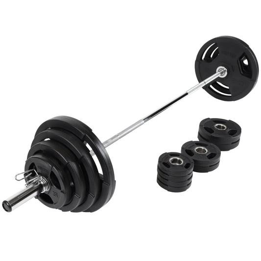 Set d'haltères longs olympiques en plastique avec poignées Gripper 130 kg - Gorilla Sports France