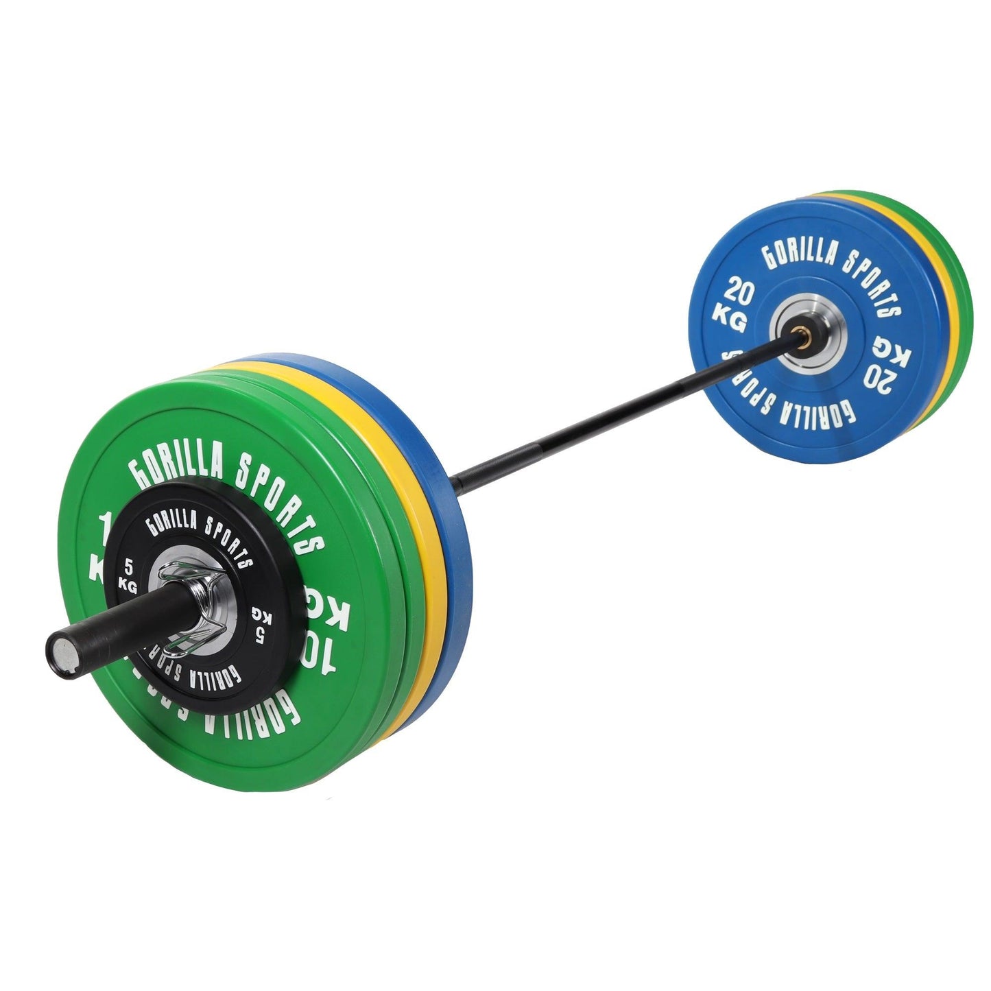 Set d'haltères olympiques pour professionnels avec disques Bumper 140 kg - Gorilla Sports France