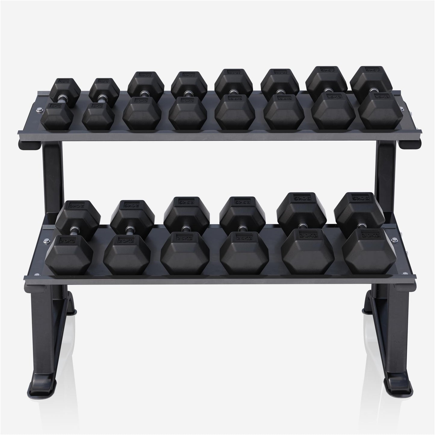 Rack de rangement avec set d'haltères hexagonaux de 237 kg - Gorilla Sports France