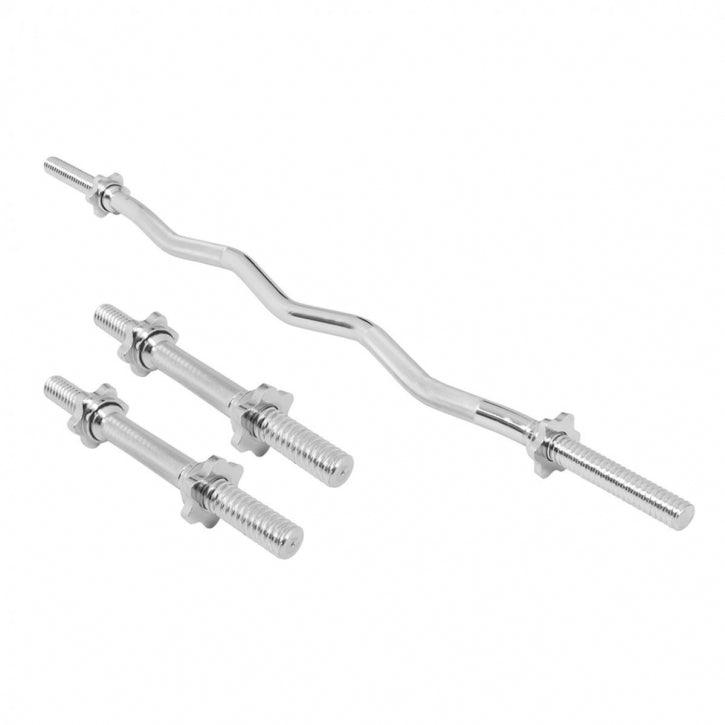 Set d'haltères incluant 2 haltères courts, une barre de curl SZ et des stop-disques - Gorilla Sports France