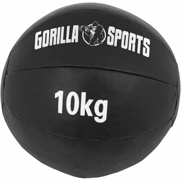 Medecine-ball en cuir noir - Gorilla Sports France