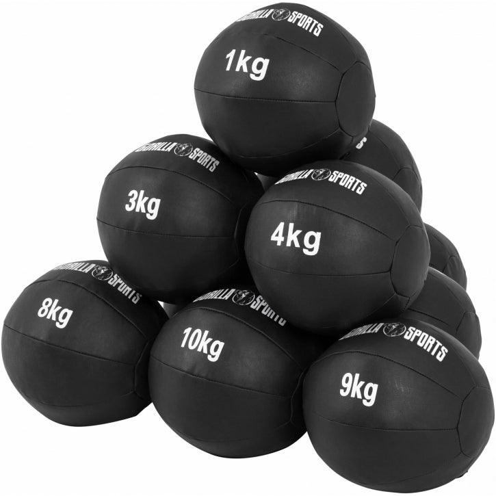 Medecine-ball en cuir noir - Gorilla Sports France