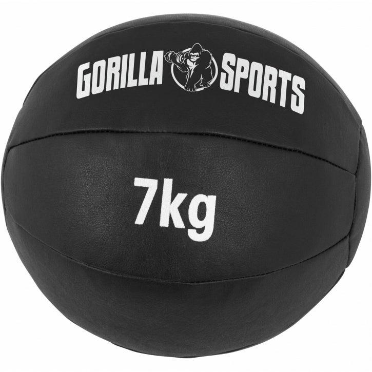 Medecine-ball en cuir noir - Gorilla Sports France