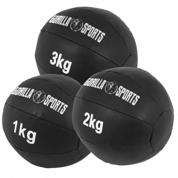 Medecine-ball en cuir noir - Gorilla Sports France