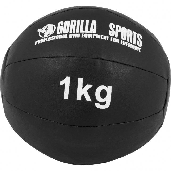 Medecine-ball en cuir noir - Gorilla Sports France