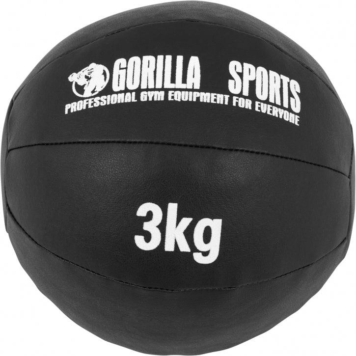 Medecine-ball en cuir noir - Gorilla Sports France