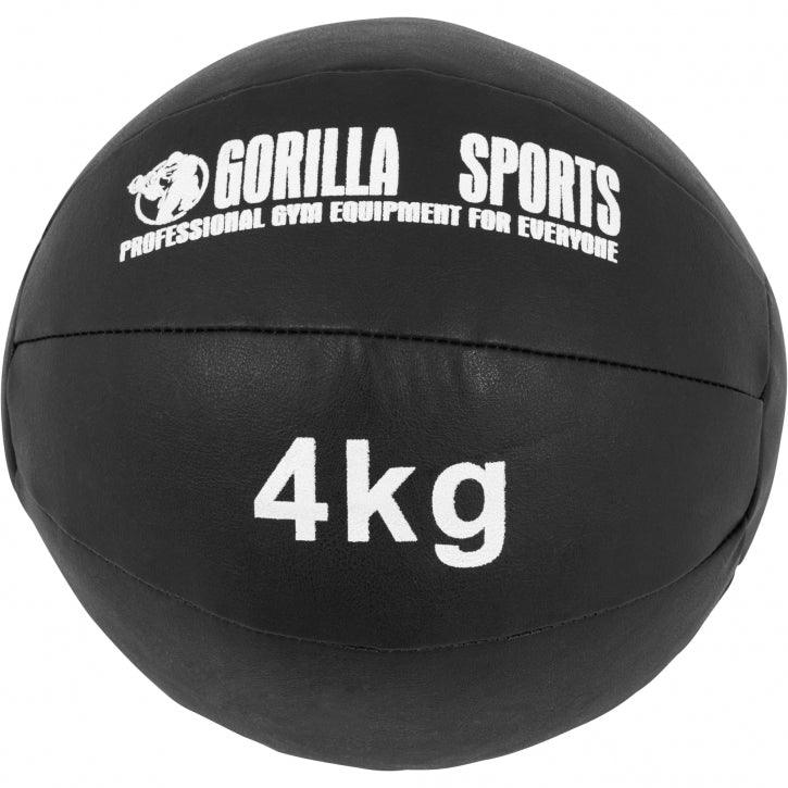 Medecine-ball en cuir noir - Gorilla Sports France