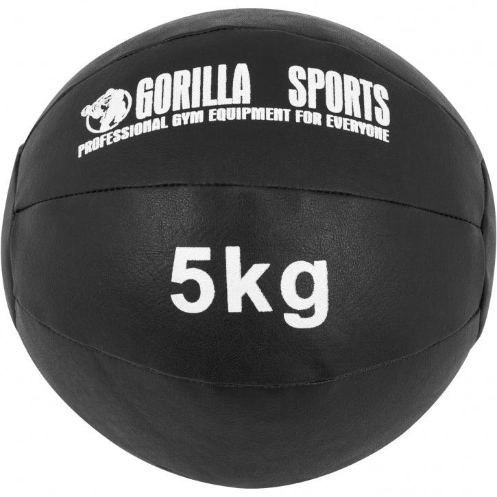 Medecine-ball en cuir noir - Gorilla Sports France