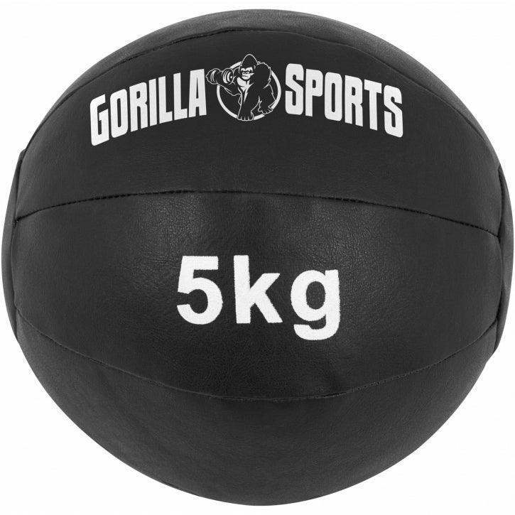 Medecine-ball en cuir noir - Gorilla Sports France
