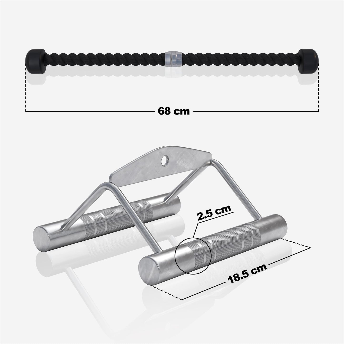 Set de traction (corde en nylon, double poignée d'aviron) - Gorilla Sports France