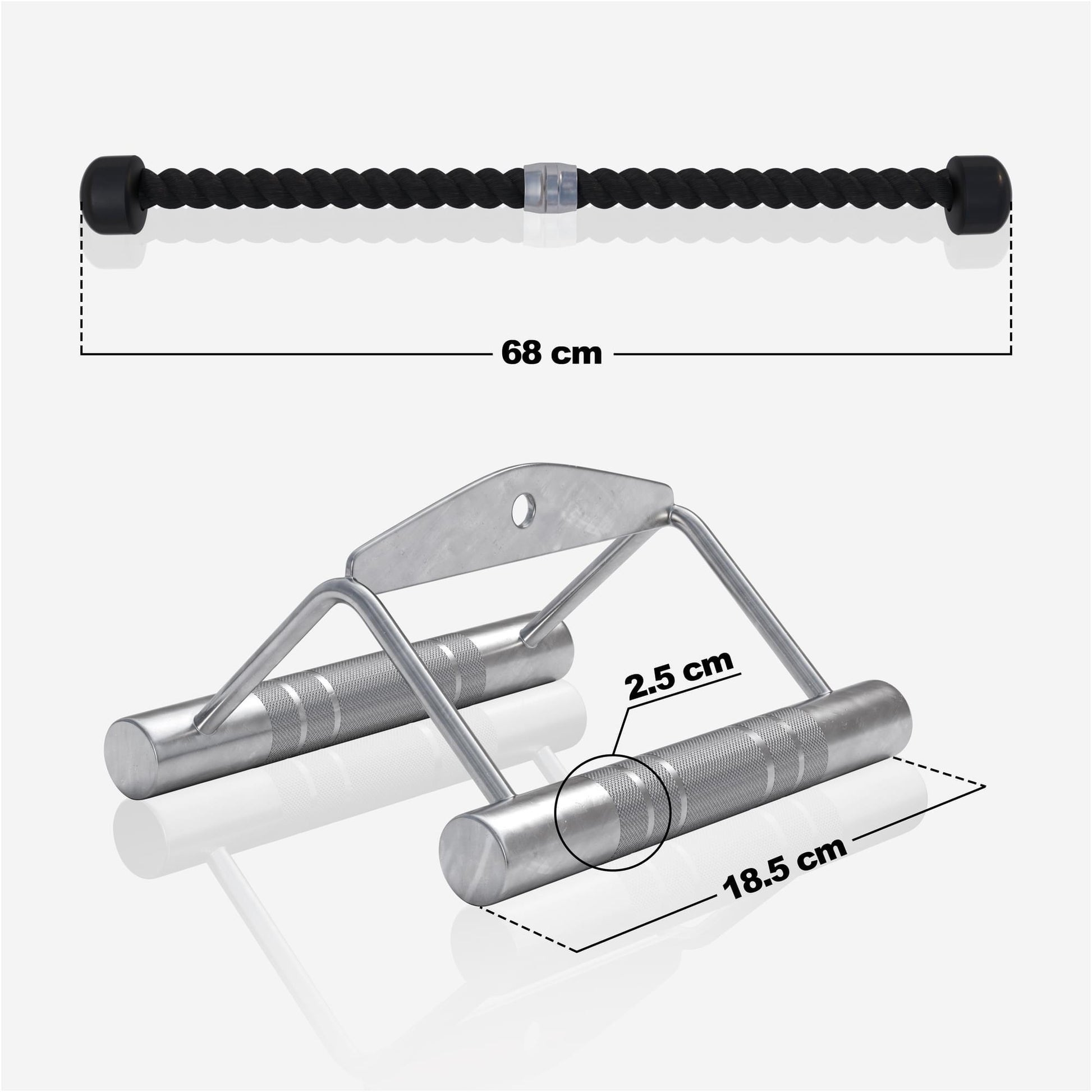 Set de traction (corde en nylon, double poignée d'aviron) - Gorilla Sports France