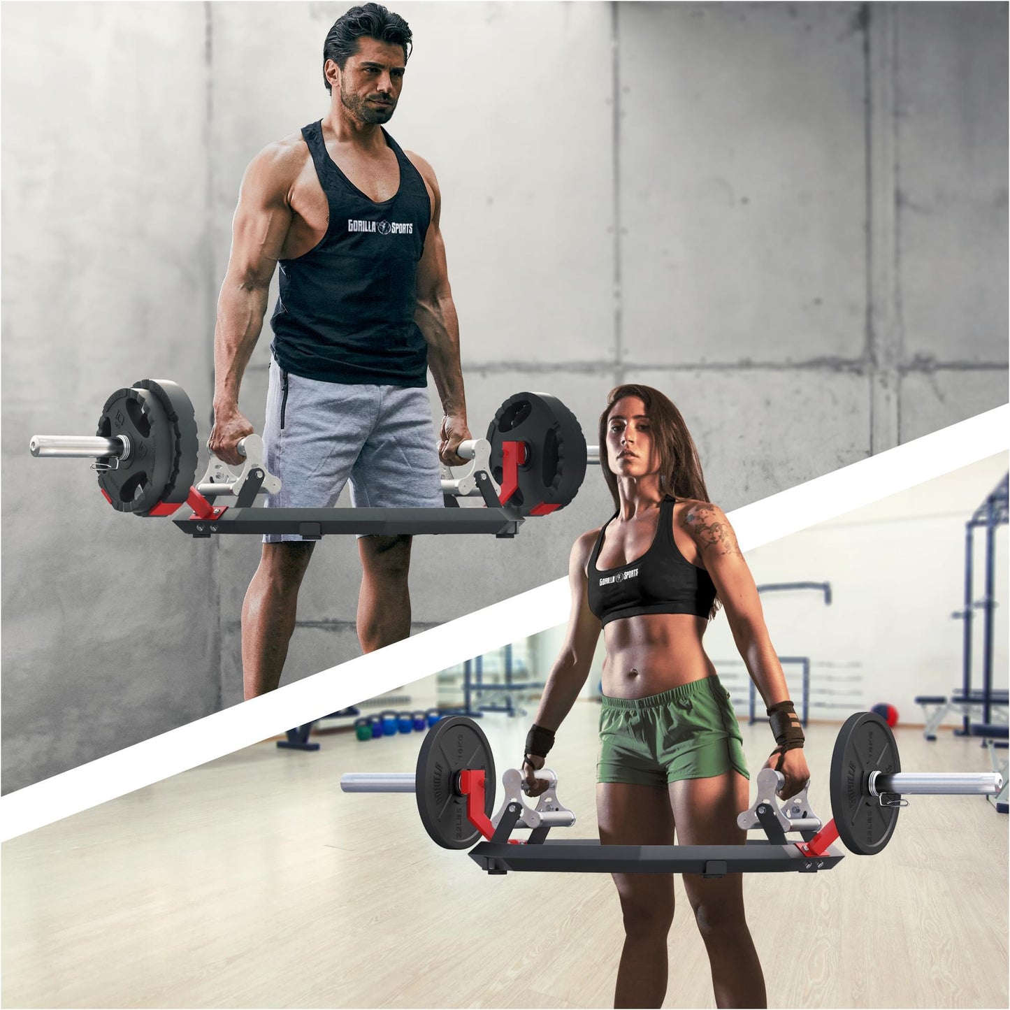 Barre hexagonale avec multi-poignées - Gorilla Sports France