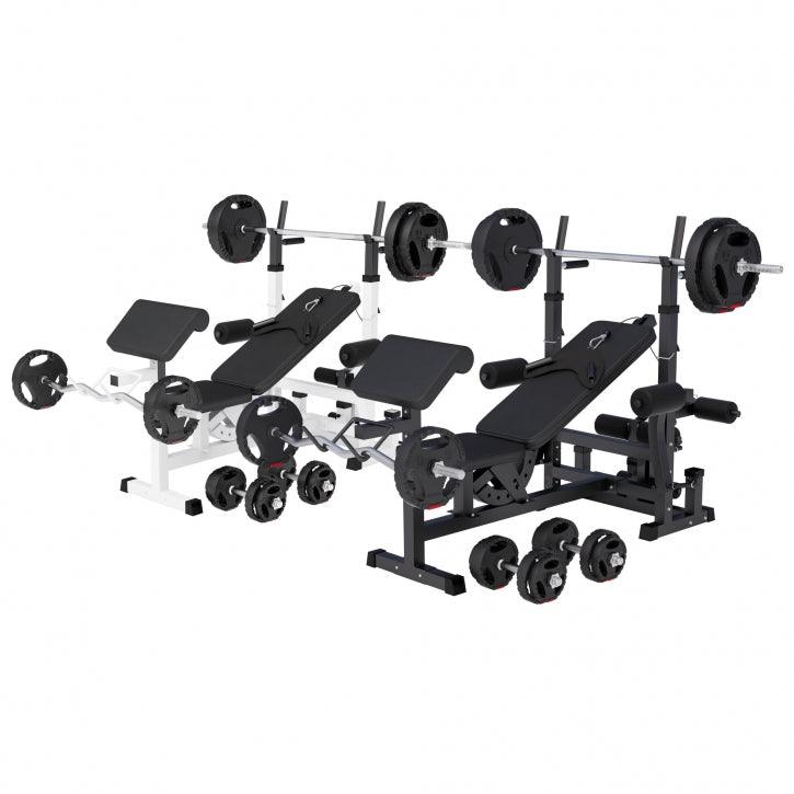 Stations de musculation universelle avec set d'haltères en plastique 100 kg - Gorilla Sports France