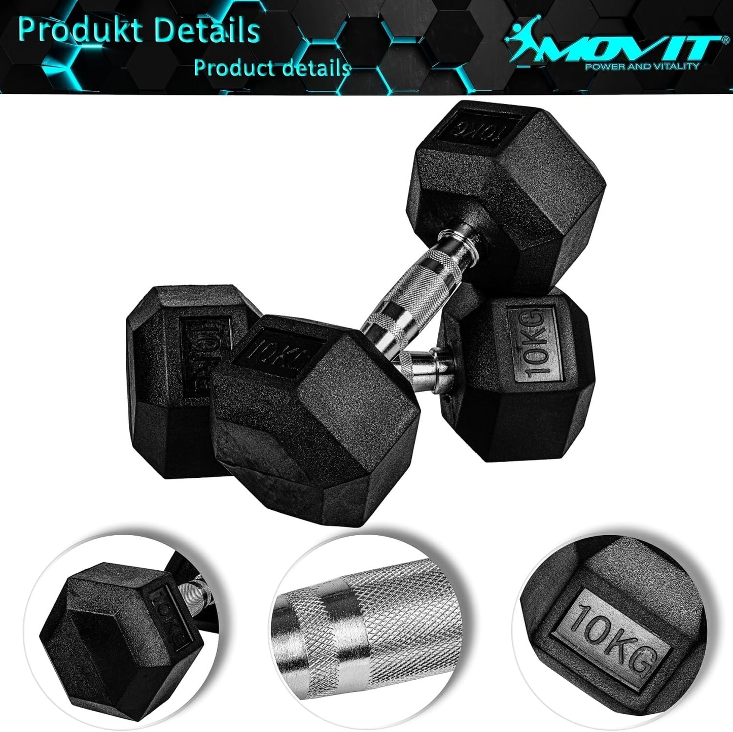Haltères hexagonaux 4 – 60 kg
