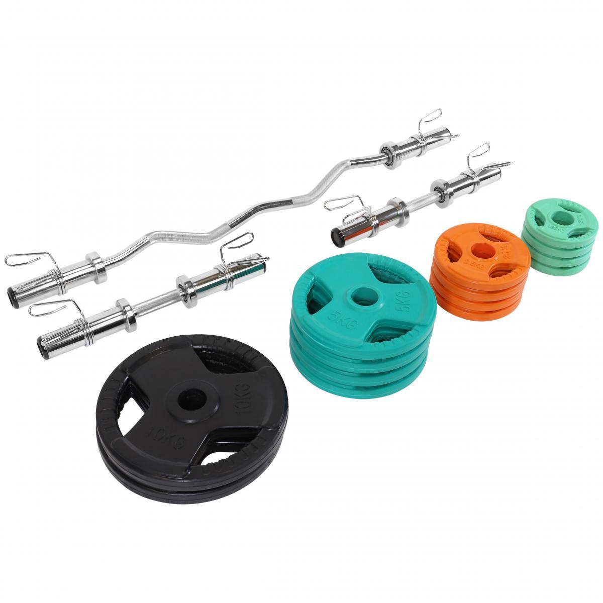 Set d'haltères olympiques en caoutchouc avec poignées Gripper 75 kg - Gorilla Sports France