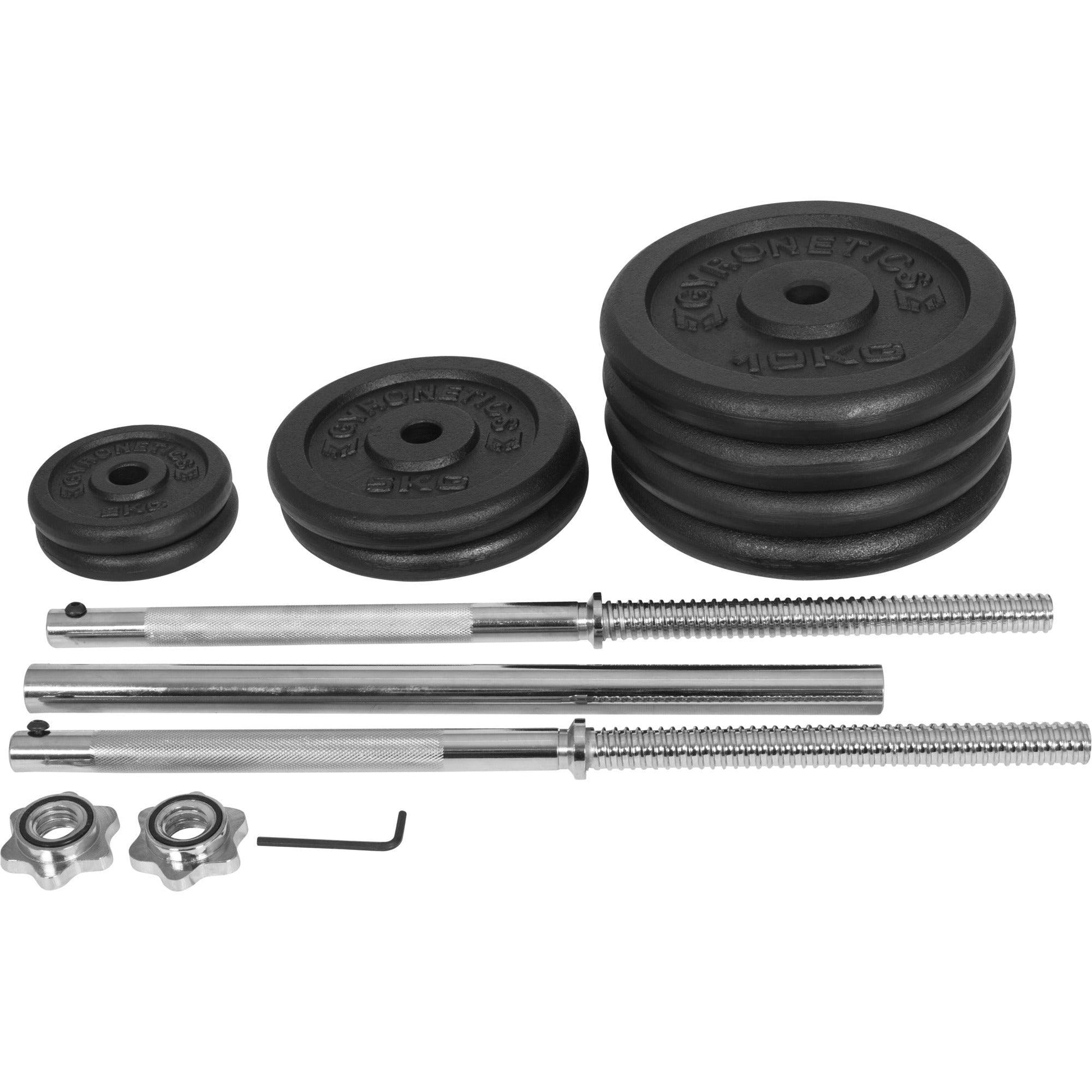 Set d'haltères longs E-Series en fonte 60 kg - Gorilla Sports France