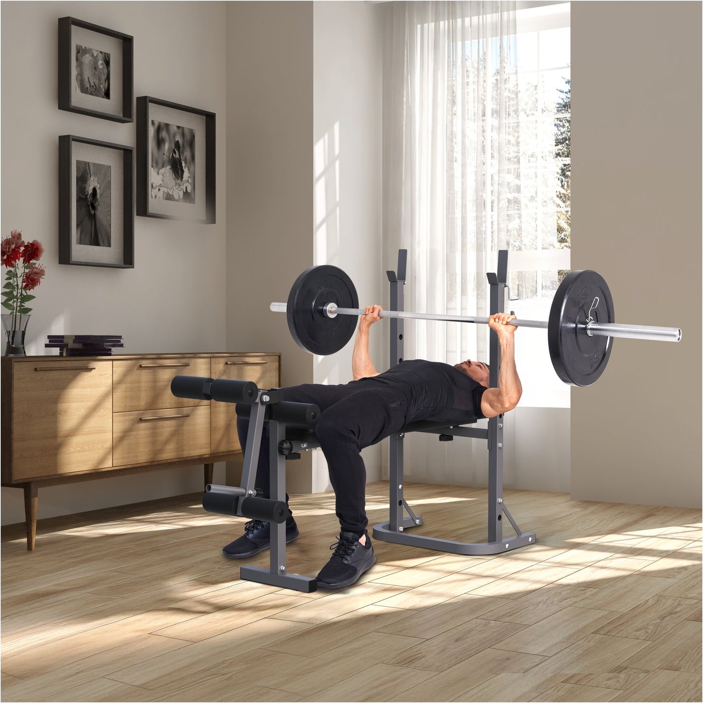 Banc de musculation avec support de barres