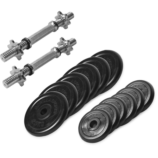 Set d’haltères courts en caoutchouc avec stop disques en étoile 27,5 kg - Gorilla Sports France