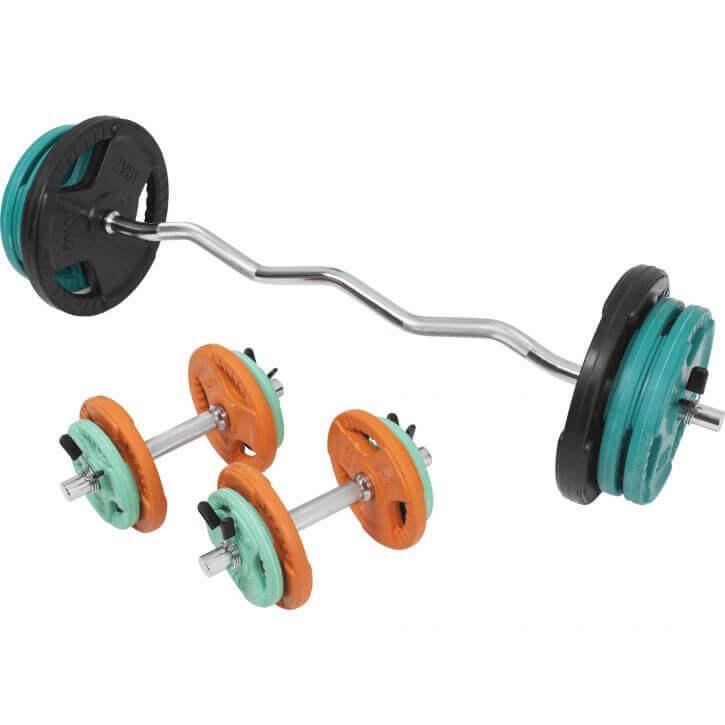 Set d’haltères curl SZ en caoutchouc grip 70 kg - Gorilla Sports France