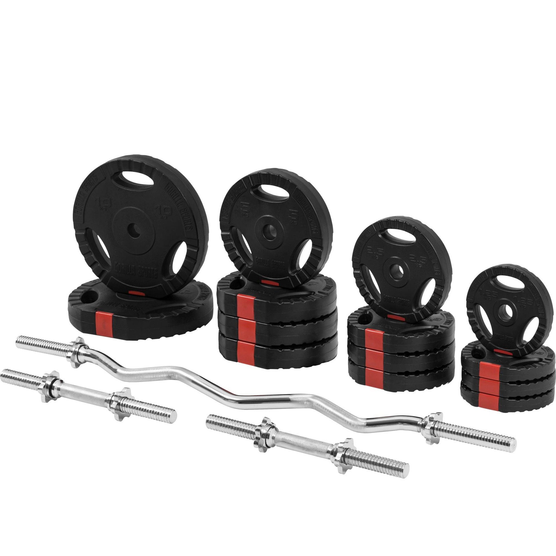 Set d'haltères curl SZ Gripper en plastique de 70 kg - Gorilla Sports France