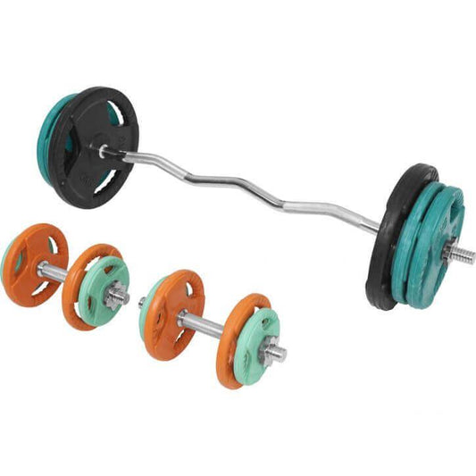 Set d’haltères curl SZ en caoutchouc grip 70 kg - Gorilla Sports France