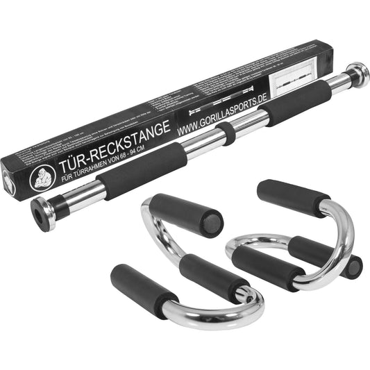 Barres de traction et supports de pompes Chromé/Noir - Gorilla Sports France