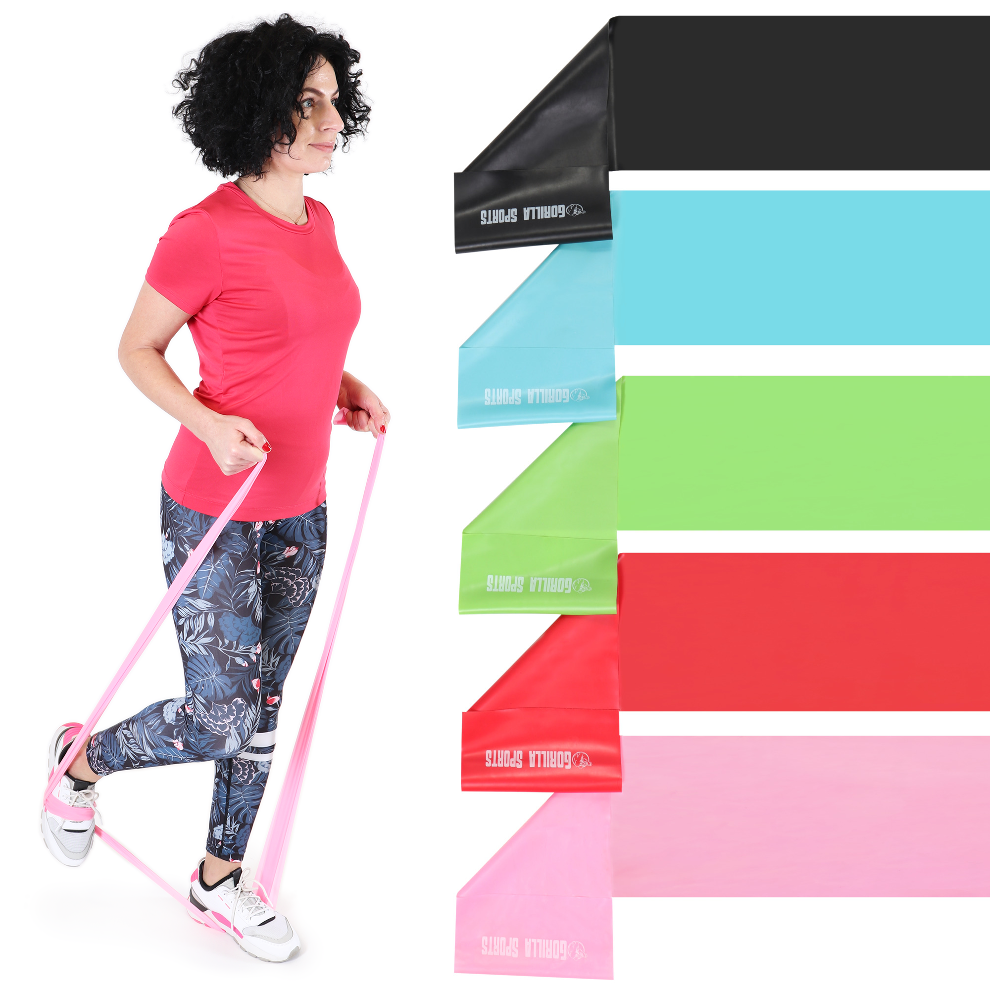 Bandes de fitness - 2 longueurs : 120 ou 200 cm - 5 couleurs - Epaisseurs de 0.25 cm Ã 0.65 cm