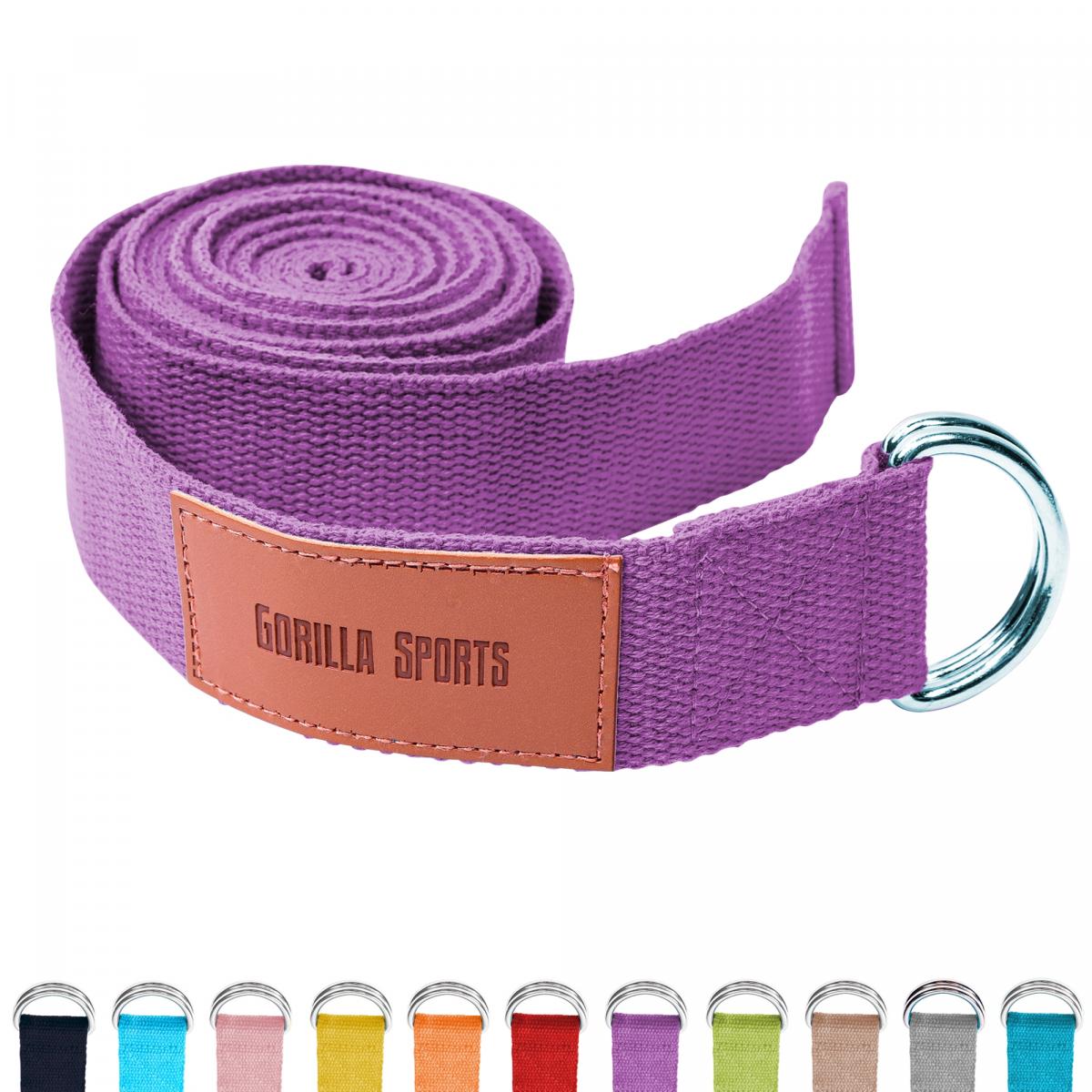 Sangle de Yoga violet - 100% coton | Sangle pour Ã©tirements - Fermetures en mÃ©tal