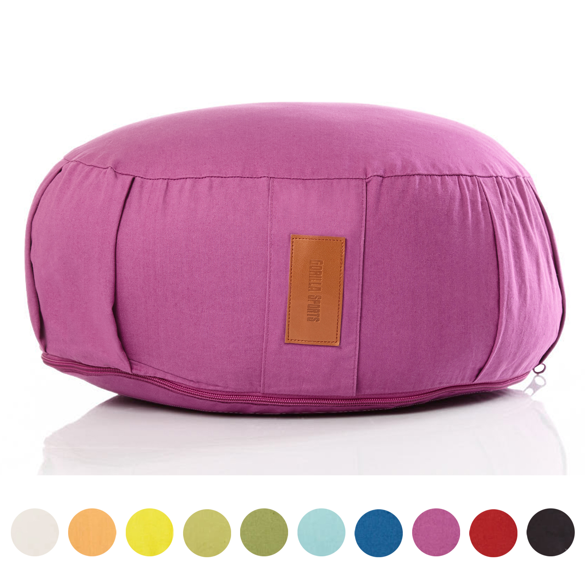 GORILLA SPORTSÂ® coussin de mÃ©ditation violet - Hauteur d'assise 18 cm - coussin de yoga avec rembourrage en balles d'Ã©peautre - Housse en coton lavable