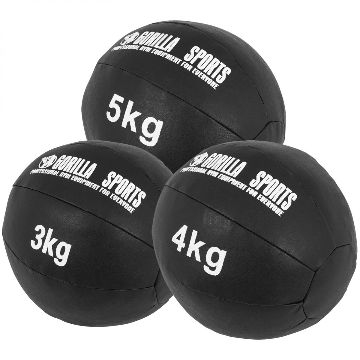 Lot de 3 MÃ©decine Balls en cuir SynthÃ©tique - 3, 4 et 5 KG (12 KG)