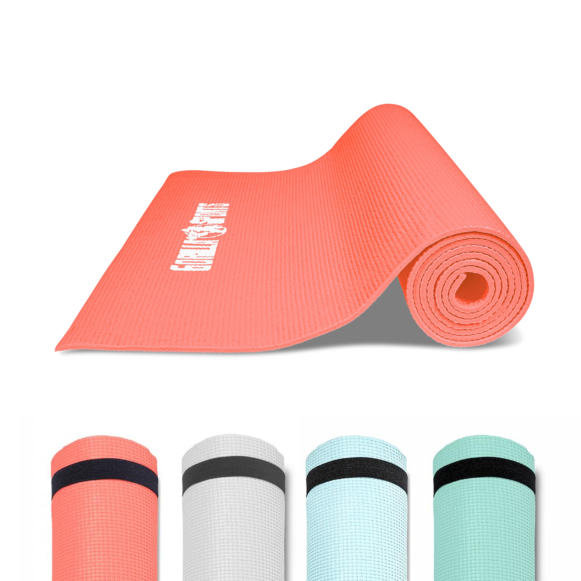GORILLA SPORTS Â® Tapis de yoga PVC Corail - 180 x 60 x 0,5 cm | tapis de gymnastique avec sangle de voyage pour le yoga, le pilates et le fitness