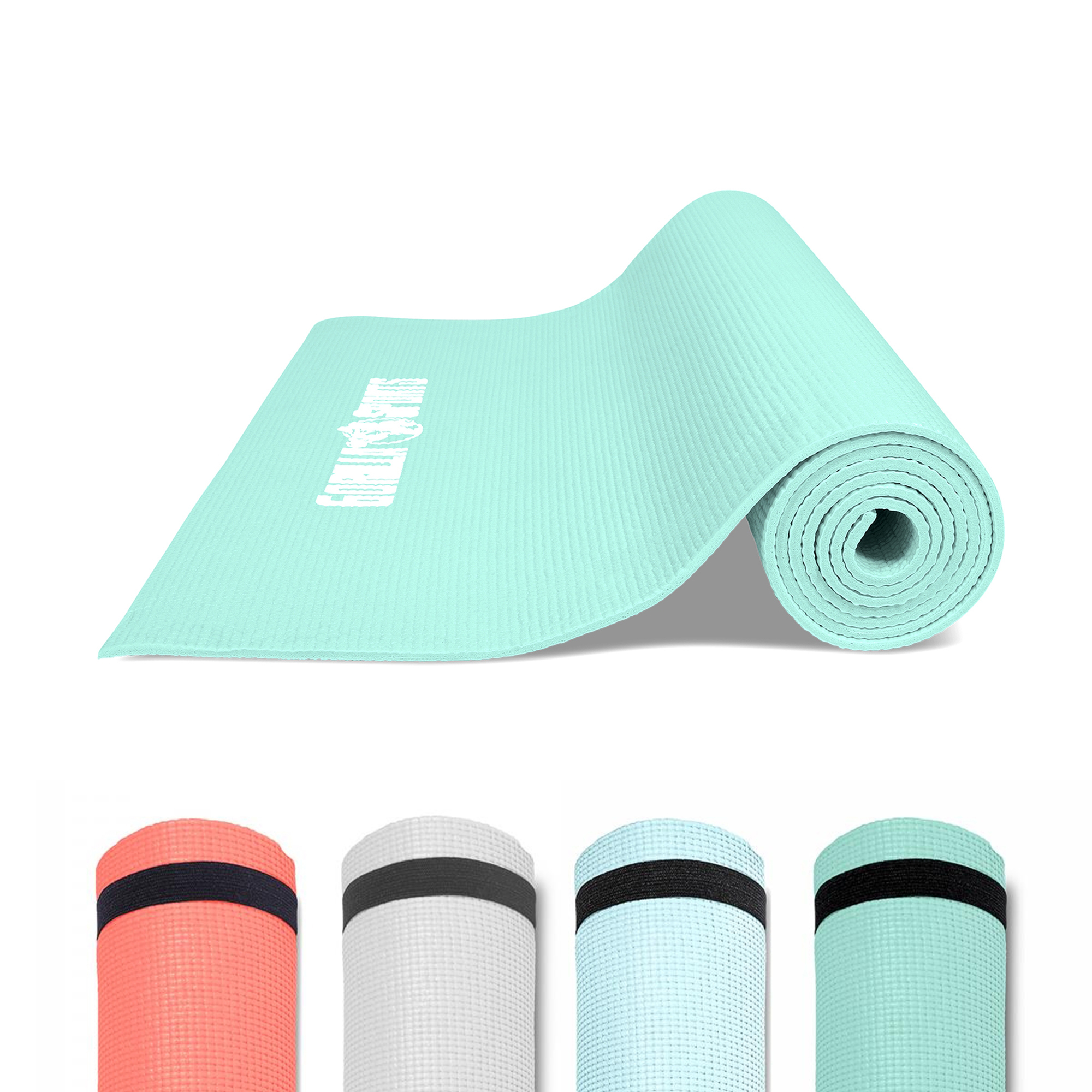 GORILLA SPORTS Â® Tapis de yoga PVC bleu glacier - 180 x 60 x 0,5 cm | tapis de gymnastique avec sangle de voyage pour le yoga, le pilates et le fitness