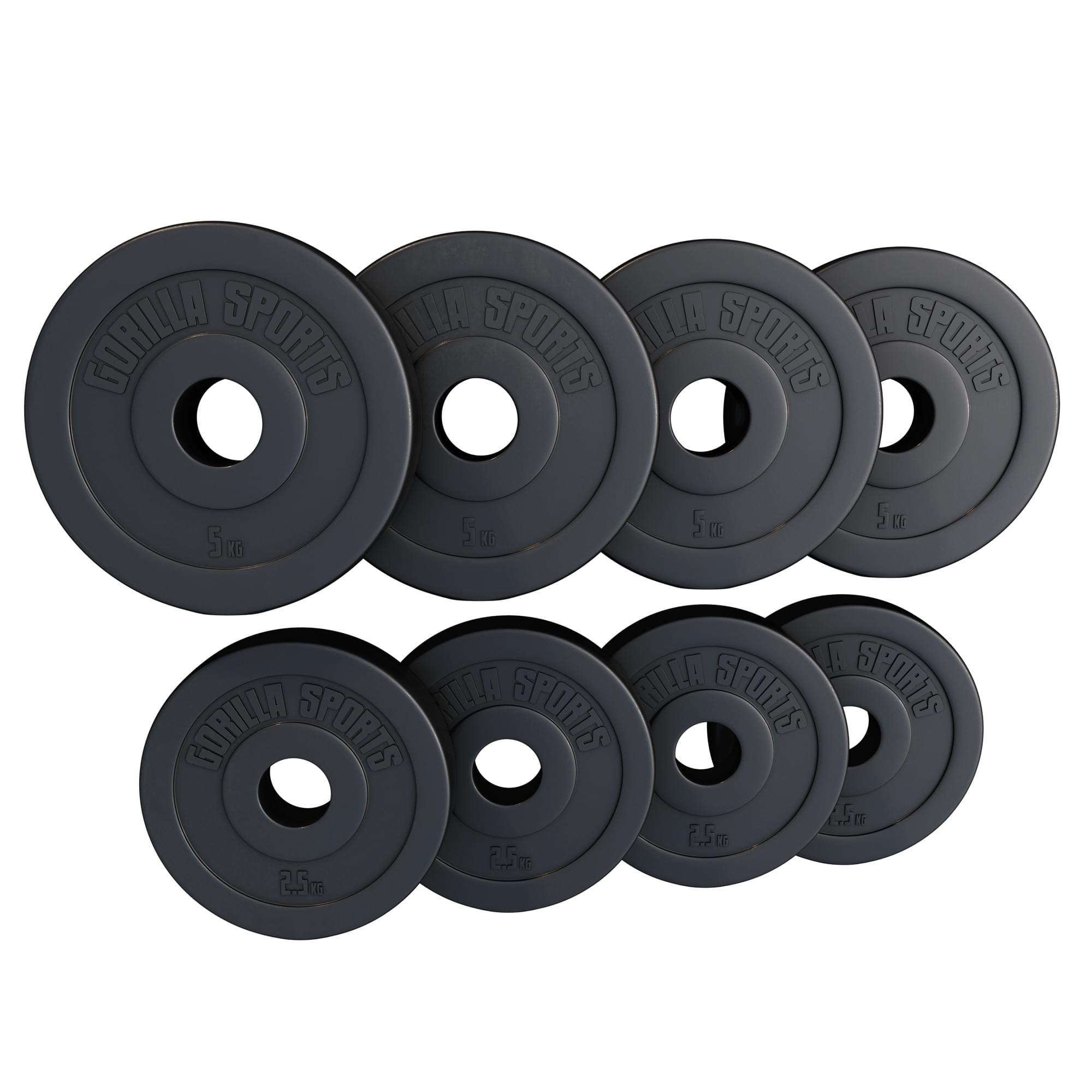 Lot de disques en plastique : 4 x 5 KG et 4 x 2,5 KG - 50/51 mm
