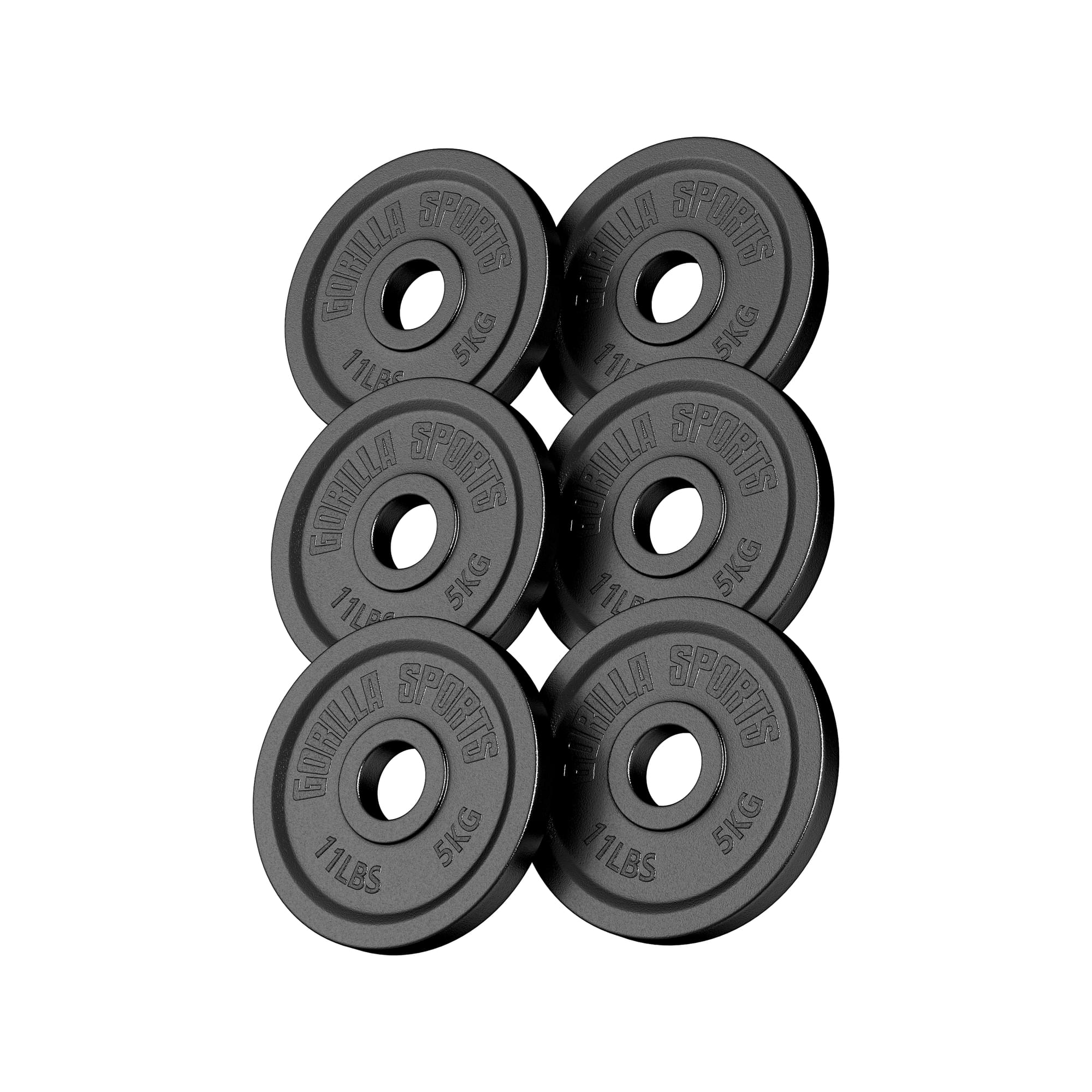 Set de disques Olympiques en fonte de 30 KG (6 x 5 KG) - alÃ©sage de 51 mm - coloris noir