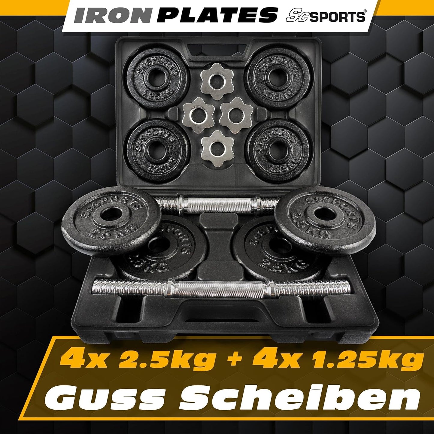 Haltères courts 15 – 20 kg avec mallette