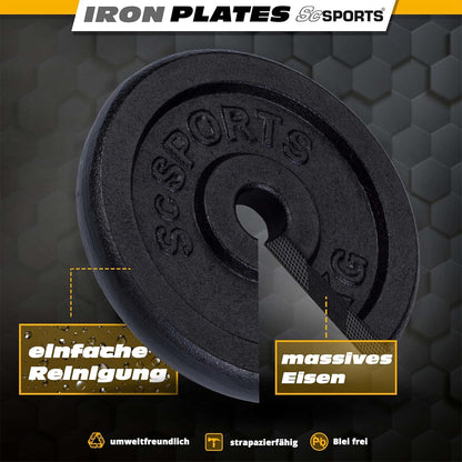 Disque musculation fonte - Set 10 - 40 kg (30 mm)