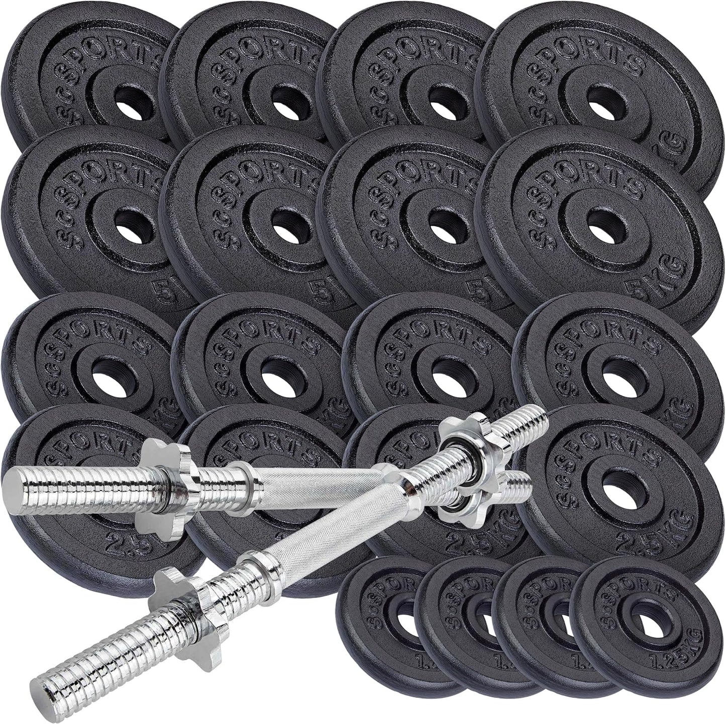 Haltères courts en fonte 70 kg Noir