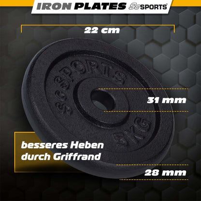 Disque musculation fonte - Set 10 - 40 kg (30 mm)