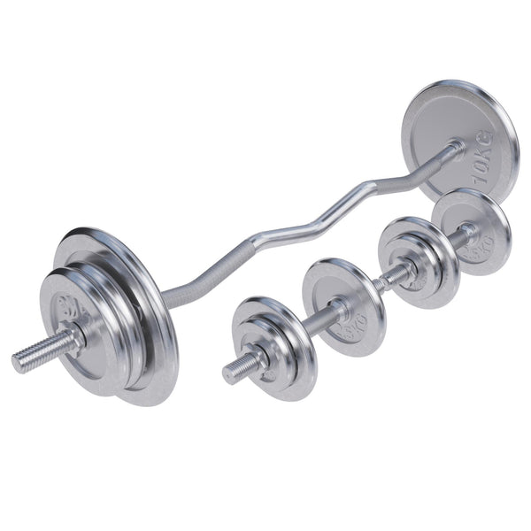YIN Barre d'haltères ondulée avec plaques 60 kg 92428 - Sport YIN Barre d'haltères ondulée avec plaques 60 kg 92428 - Sport