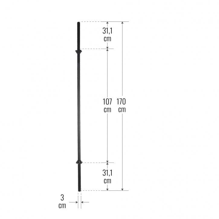 Barre longue 170 cm, diamètre 30mm avec stop-disques en étoile - Gorilla Sports France
