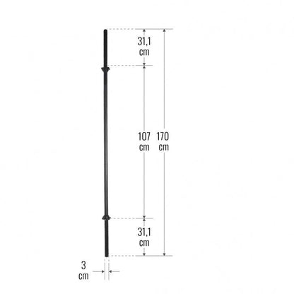 Barre longue 170 cm, diamètre 30mm avec stop-disques en étoile - Gorilla Sports France