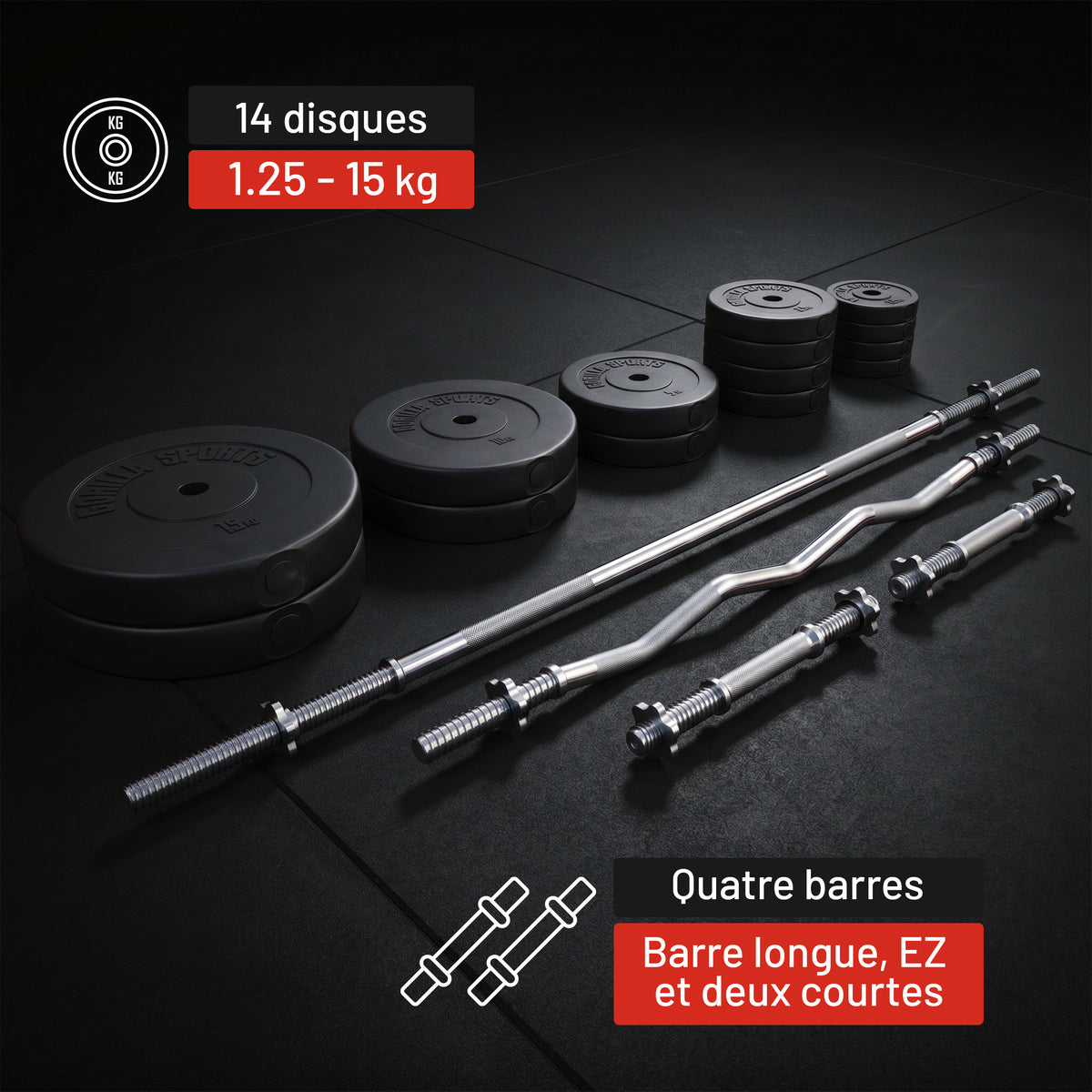 Set d'haltères en plastique de 100 kg