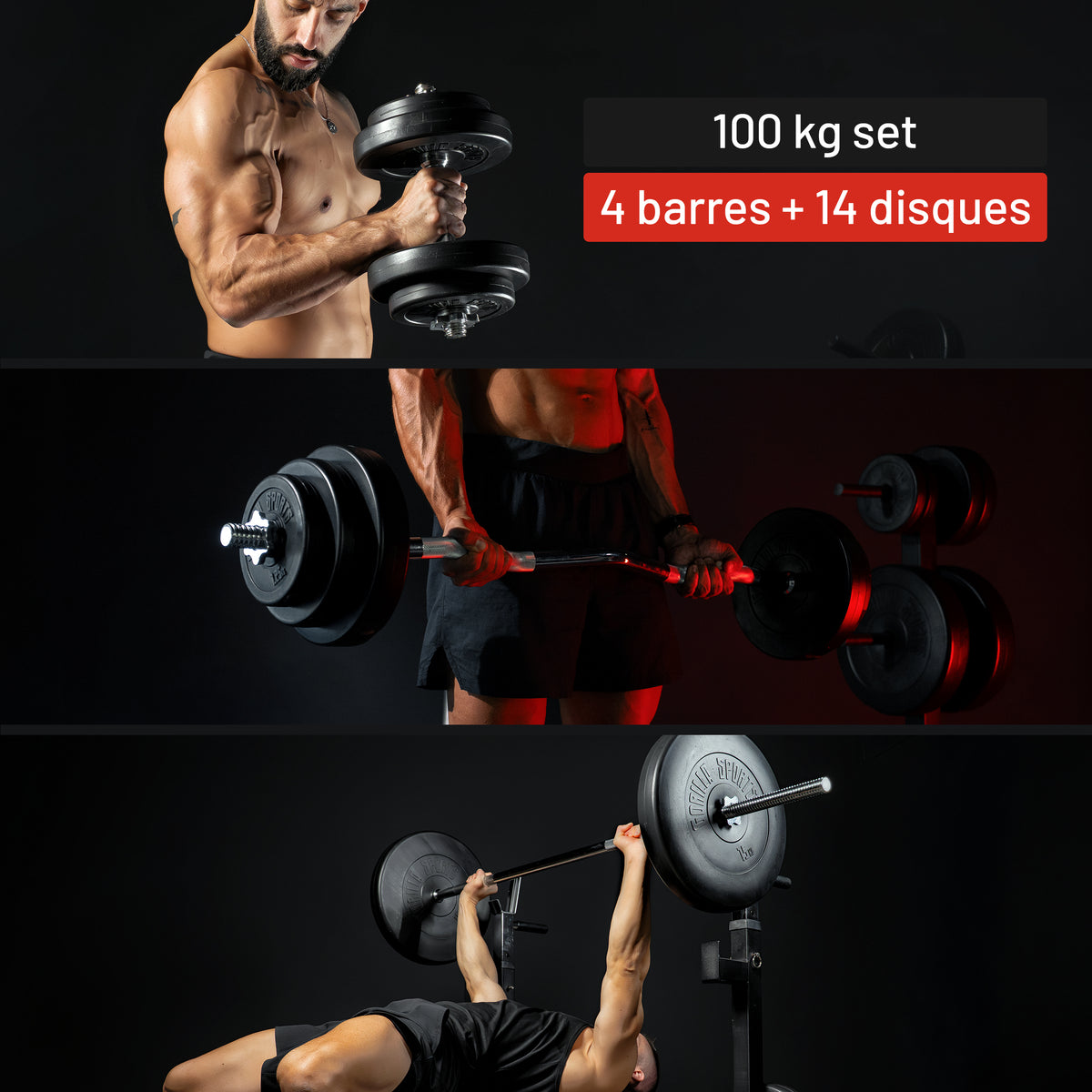 Set d'haltères en plastique de 100 kg
