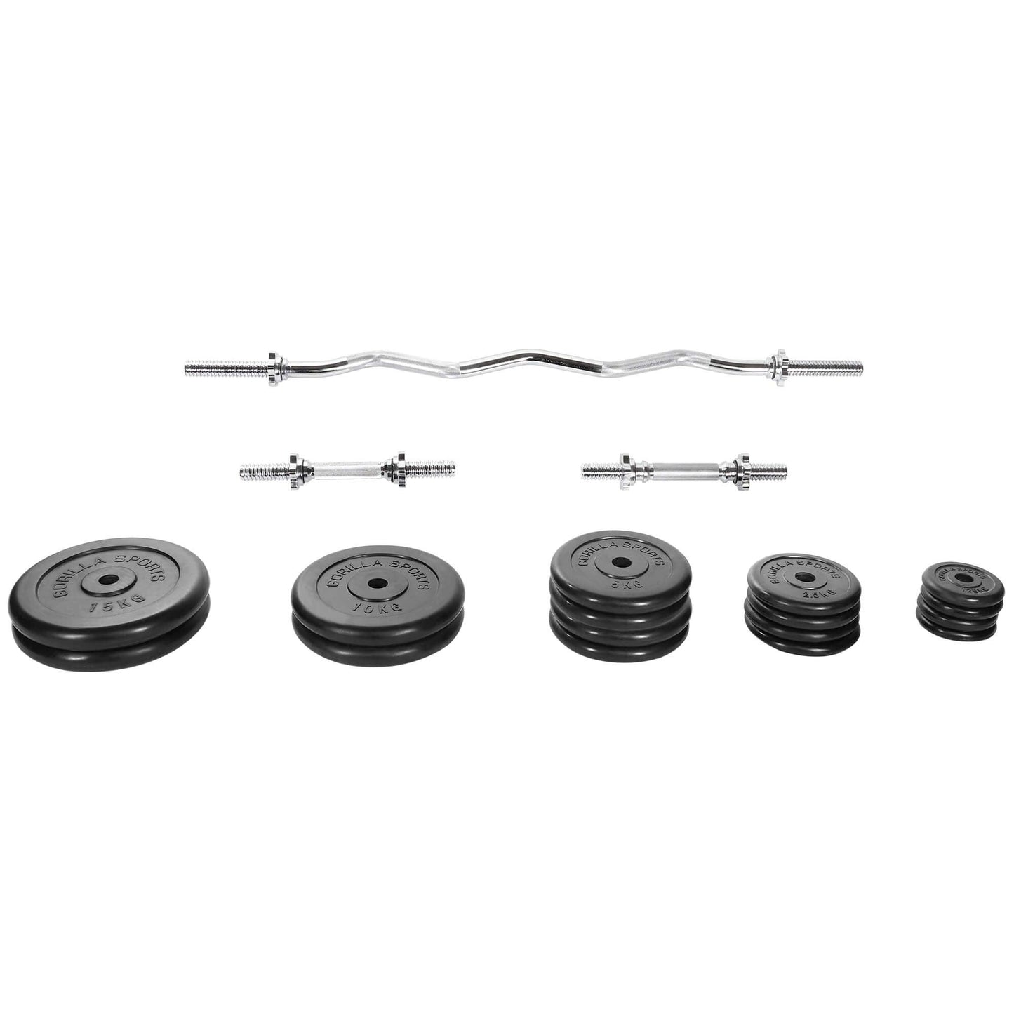 Set d’haltères curl SZ en caoutchouc 70 kg - Gorilla Sports France
