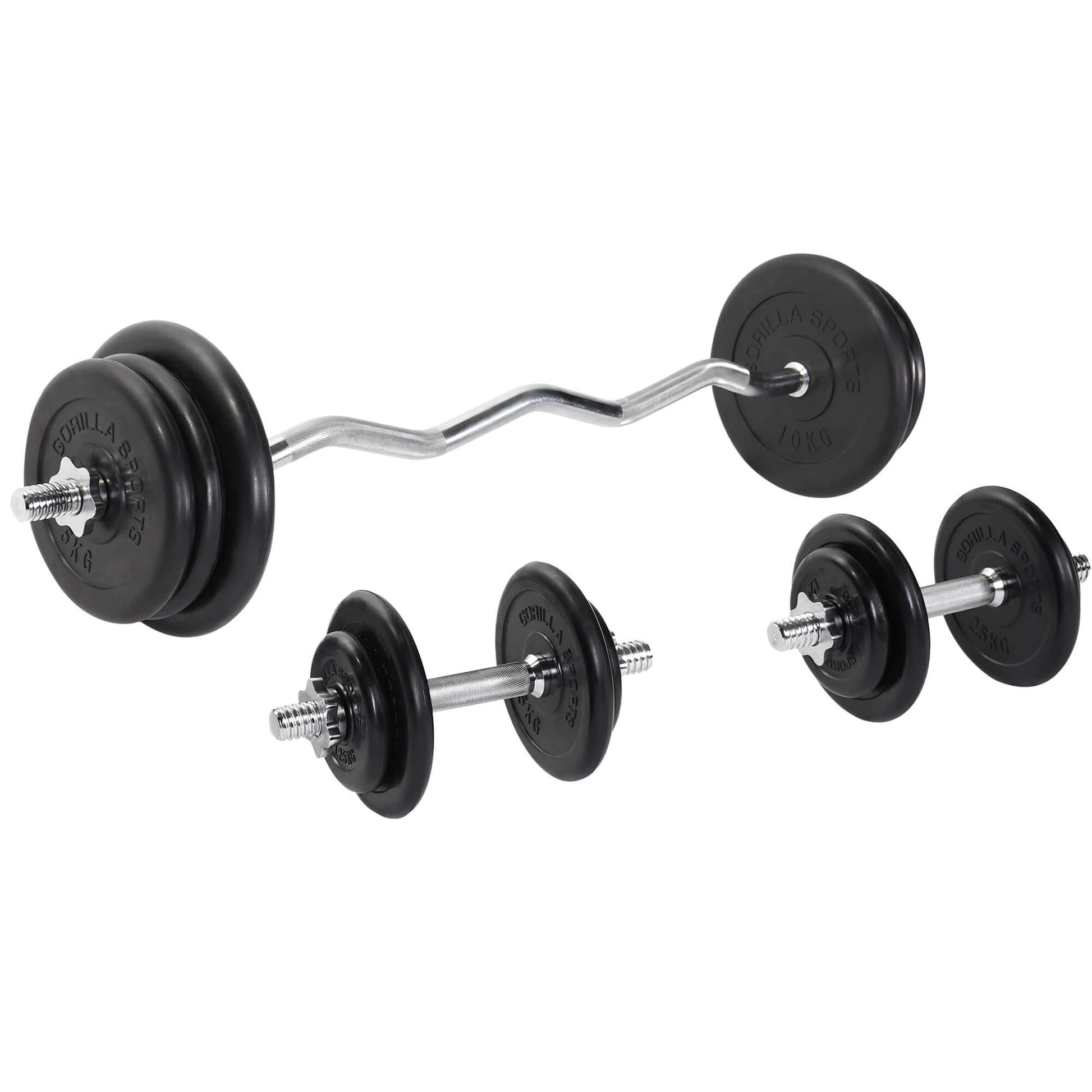 Set d’haltères curl SZ en caoutchouc 70 kg - Gorilla Sports France