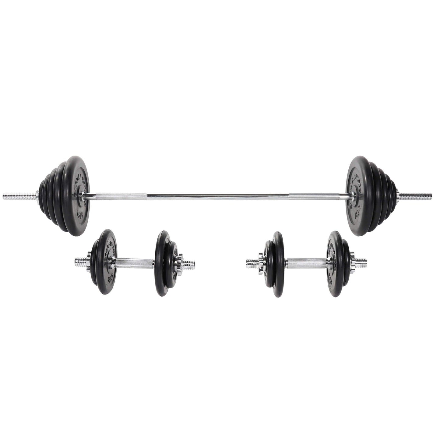 Set d’haltères longs en caoutchouc de 100 kg - Gorilla Sports France
