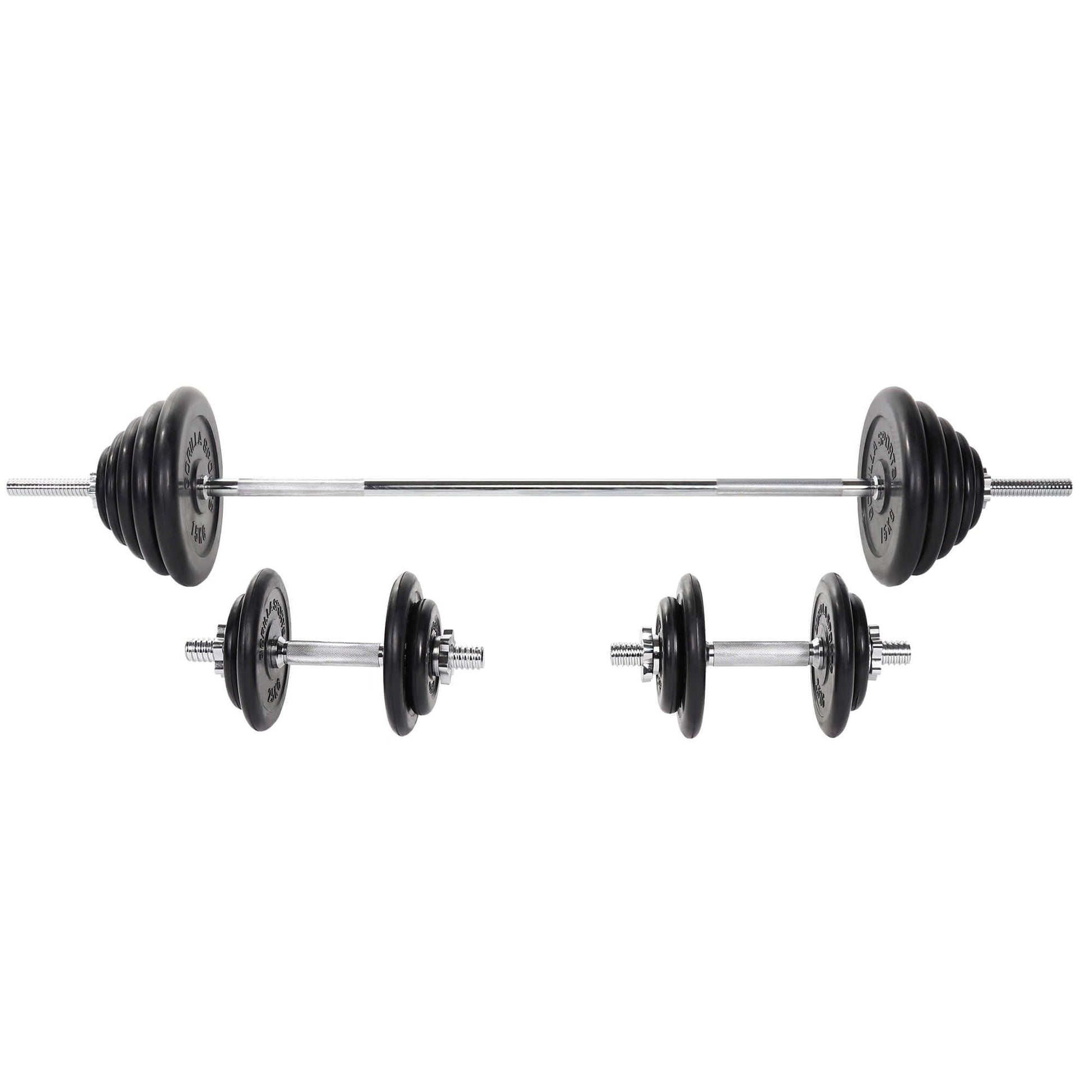 Set d’haltères longs en caoutchouc de 100 kg - Gorilla Sports France