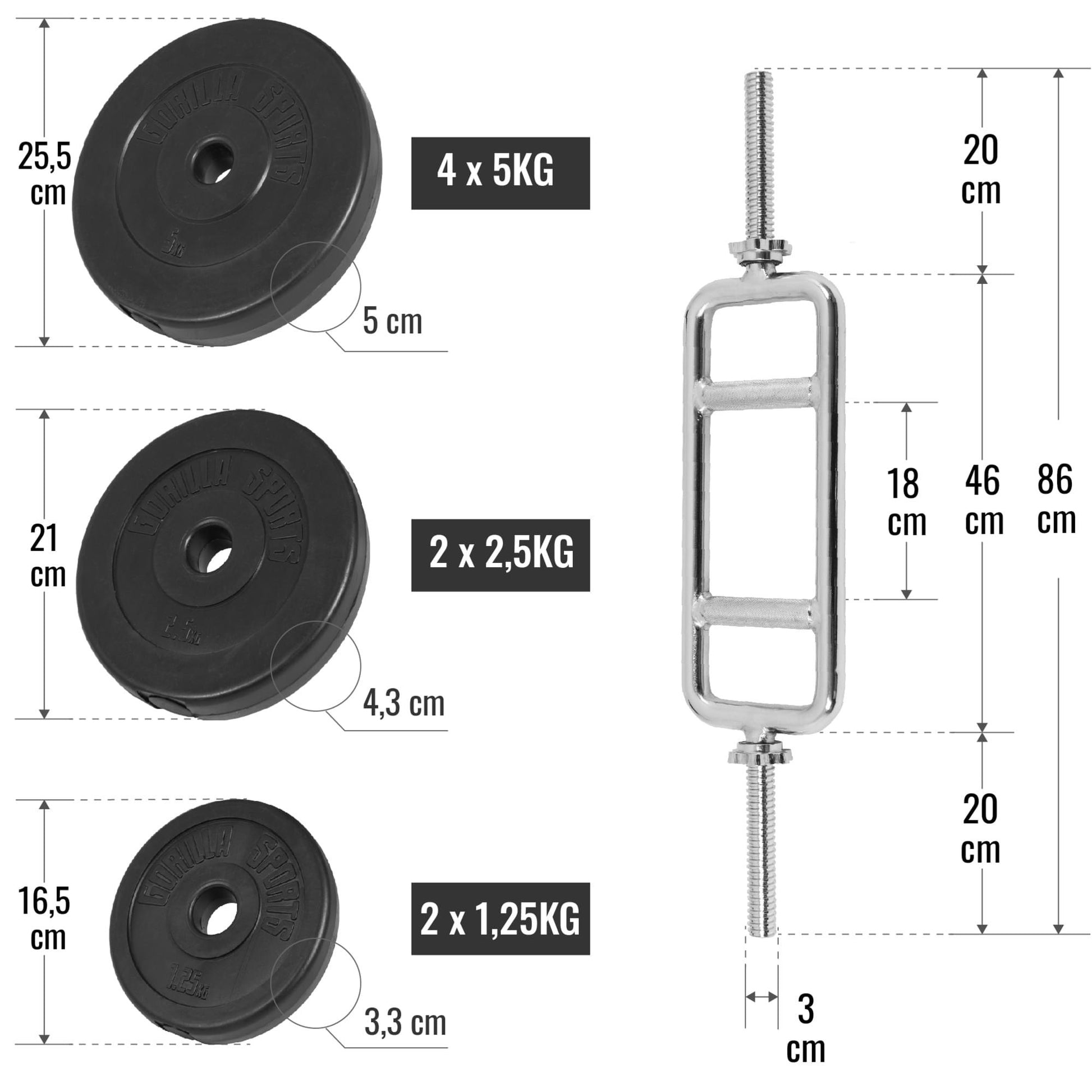 Set pour triceps 35 kg - Gorilla Sports France