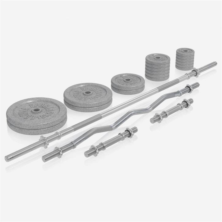 Banc de musculation universel avec set d'haltères en fonte de 108 kg - Gorilla Sports France